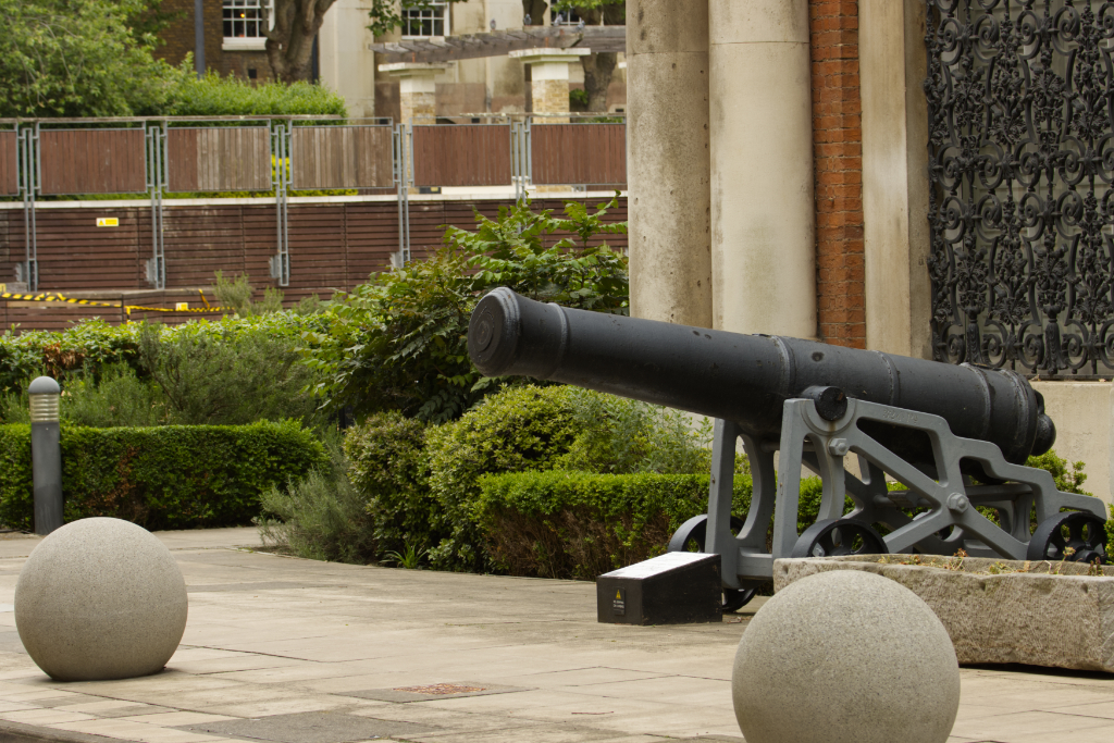 Cannon in front of park